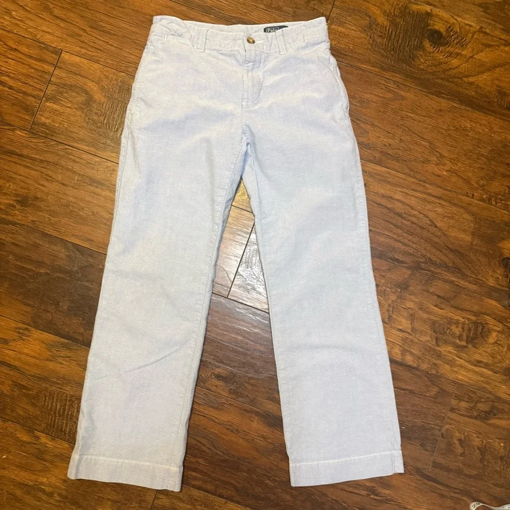 Ralph Lauren Boys Size 10 Light Blue Chino Dress Pants 100% cotton Preppy Casual